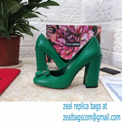 Dolce  &  Gabbana Block Heel 10.5cm Leather Sicily Pumps Green 2021